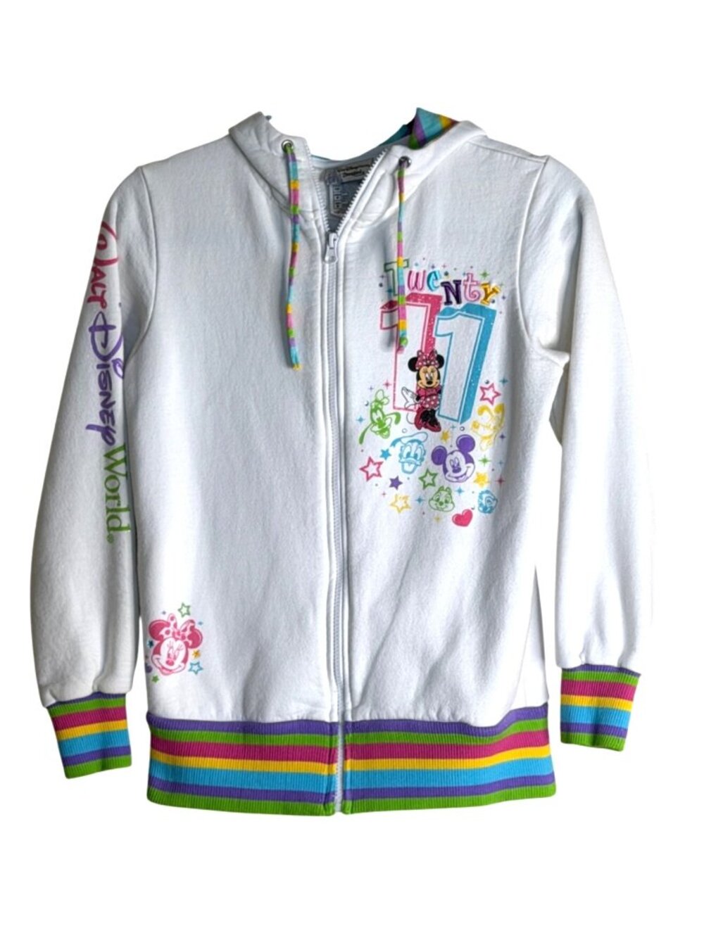Walt Disney World Disneyland Resort Minnie Mouse 2011 Hoodie Ivory Multi Size S